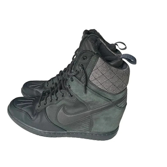 2013 Nike Dunk Sky High Womens US 8.5, UK 6 Black Gray Suede Wedge Sneaker Boot - Picture 6 of 13